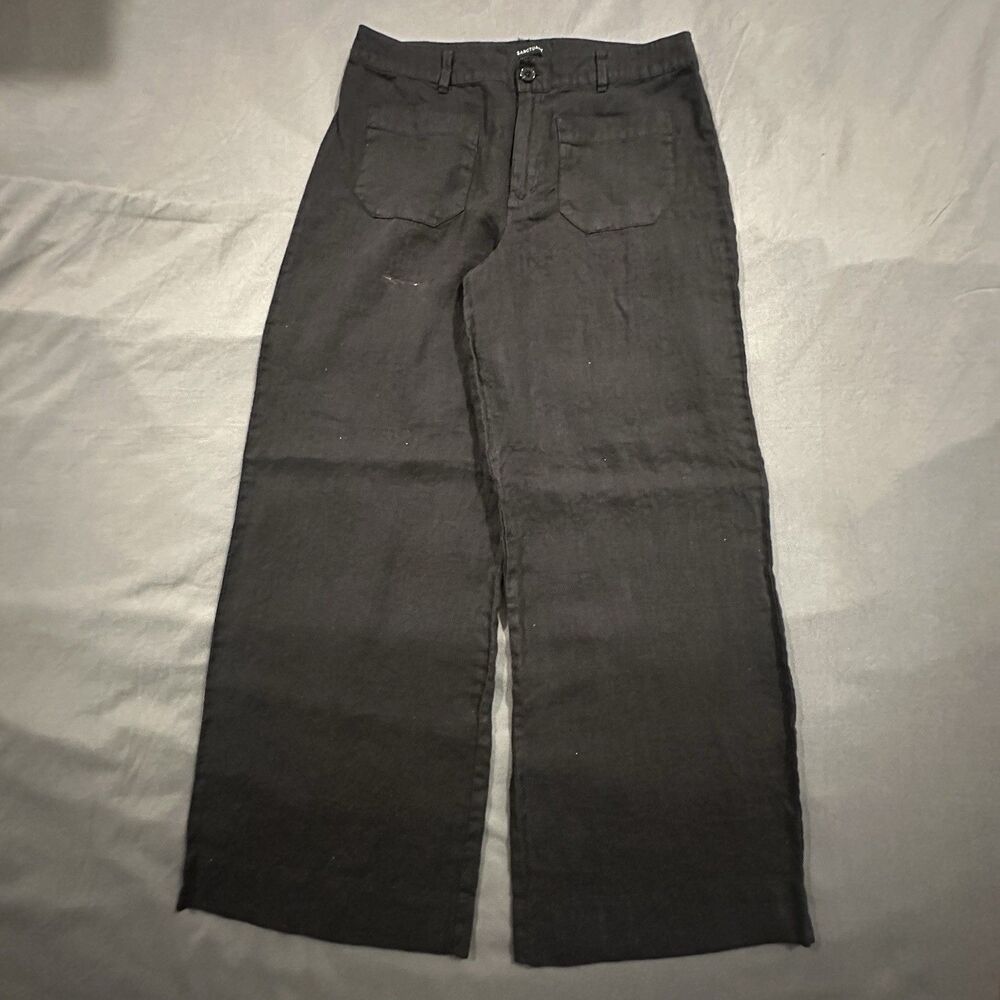 Sanctuary 100% Linen Wide Leg Pants Womens 30 Baggy Black Coastal Minimalist